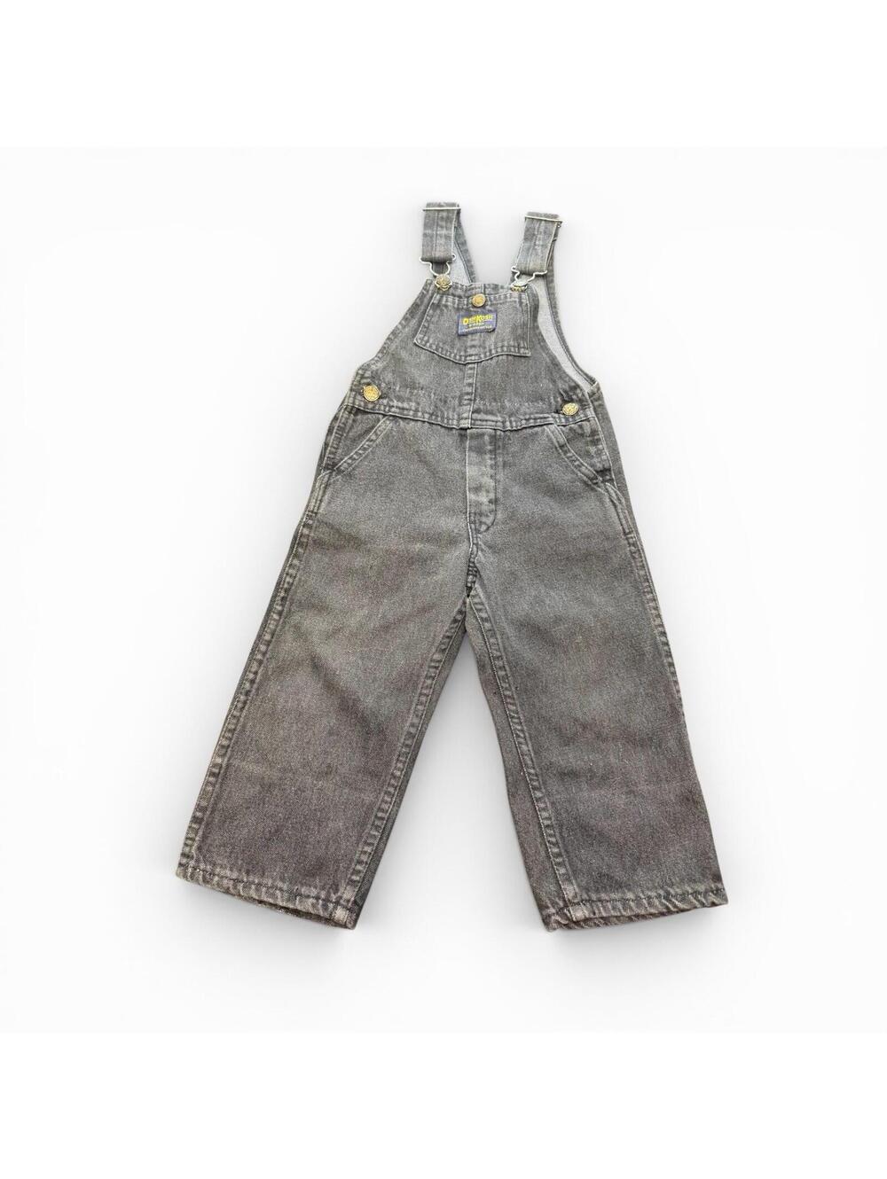 Vintage Osh Kosh B'Gosh Kids 1980’s Jean Short Overalls Vestbak 3T Black